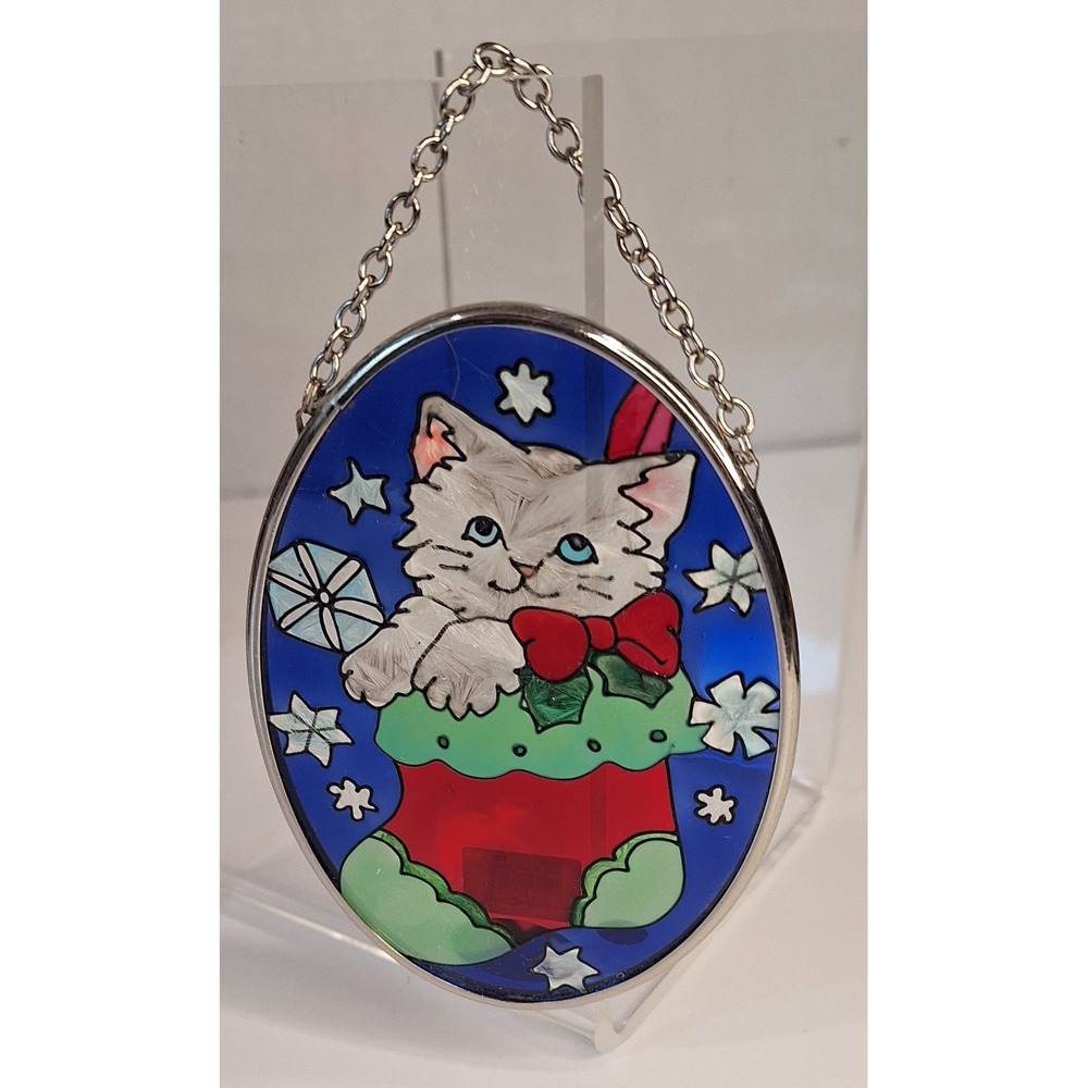 Joan Baker‎ Designs Faux Suncatcher Kitten In Christmas Stocking